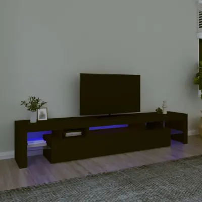 The Living Store TV omarica z LED lučkami črna 215x36,5x40 cm - TV Omarica