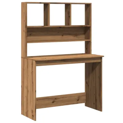 vidaXL Pisalna miza s policami artisian hrast 102x45x148 cm inž. les