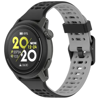 Uradni silikonski pas za uro COROS 22 mm - črno siv Black+Grey