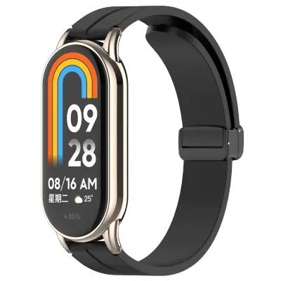 12 mm magnetni silikonski pas za uro z zložljivo zaponko Black