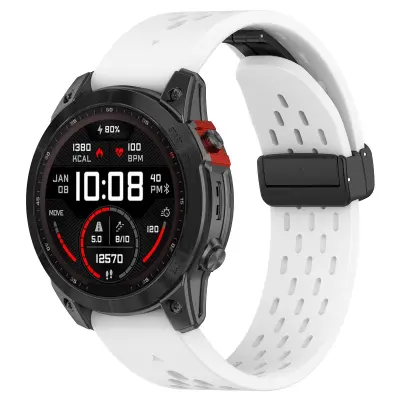 Garmin Fenix 8 43MM silikonski zapestni trak z luknjo in zložljivo zaponko - bel White