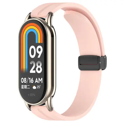 12 mm magnetni silikonski pas za uro z zložljivo zaponko Pink