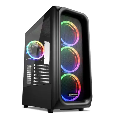 Caja Sharkoon TK5M RGB ATX 2XUSB3.0 1XUSBTIPOC Sin Fuente Negro