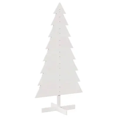 vidaXL Lesena novoletna jelka za okras bela 150 cm trdna borovina