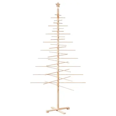 vidaXL Lesena novoletna jelka za okras 210 cm trdna borovina