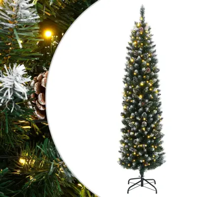 vidaXL Umetna ozka novoletna jelka 300 LED diod 180 cm