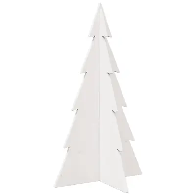 vidaXL Lesena novoletna jelka za okras bela 80 cm trdna borovina