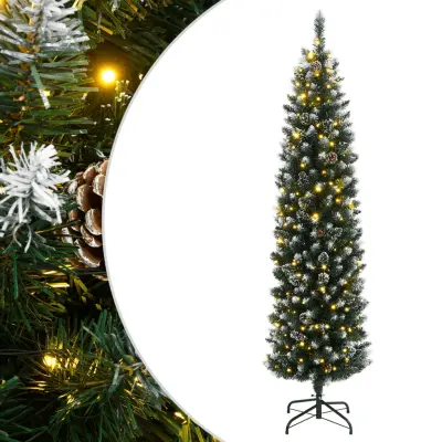 vidaXL Umetna ozka novoletna jelka 150 LED diod 120 cm