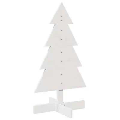 vidaXL Lesena novoletna jelka za okras bela 80 cm trdna borovina