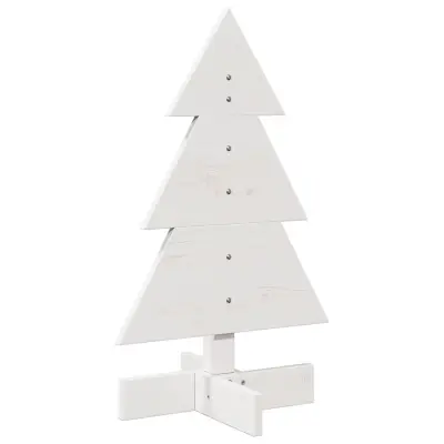 vidaXL Lesena novoletna jelka za okras bela 60 cm trdna borovina