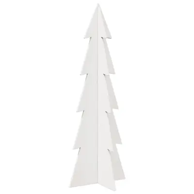 vidaXL Lesena novoletna jelka za okras bela 112 cm trdna borovina