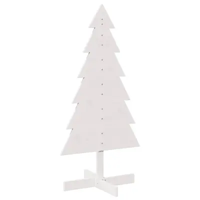 vidaXL Lesena novoletna jelka za okras bela 120 cm trdna borovina
