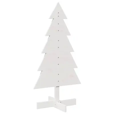 vidaXL Lesena novoletna jelka za okras bela 100 cm trdna borovina