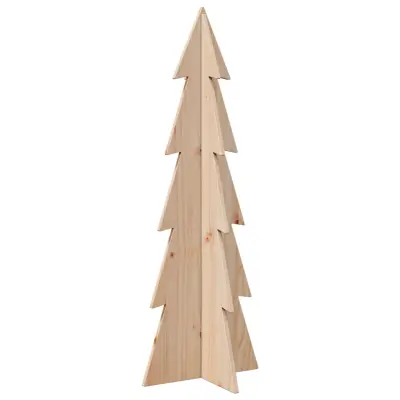 vidaXL Lesena novoletna jelka za okras 112 cm trdna borovina