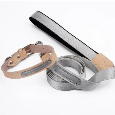 Odsevna usnjena ovratnica za pse in mačke skin