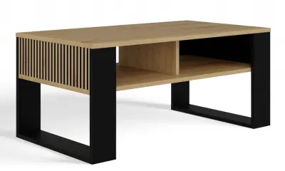 Moderna klubska mizica 2P SLIM, ČRNI ARTISAN HRAST