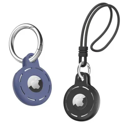 Silikonski ovitek za sledilnik Apple AirTag Black+Blue  2-paket