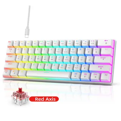 Mehanska tipkovnica z 61 tipkami - Bela RGB osvetljena tipkovnica z možnostjo vroče menjave