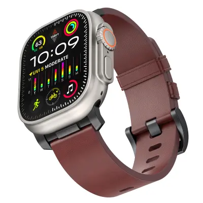 Horween usnjen pašček za Apple Watch 42/44/46/49 mm - temno rjav DarkBrown