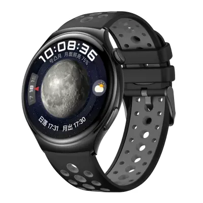 Silikonski pašček za uro Huawei Watch 4/3, GT2, GT3 Pro Black+Grey S
