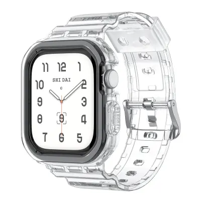 Silikonska športna zapestnica za Apple Watch Series 9/10, 46 mm, Transparent Black Black