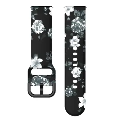 Silikonski pašček za uro za Samsung Galaxy Watch Gray flowers on black background 20 mm