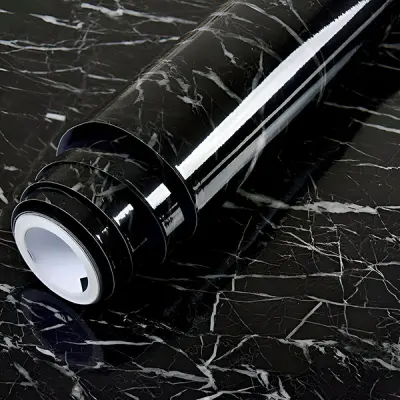 Samolepilna folija v videzu marmorja (45 cm x 300 cm) | MARBLEEX Črna