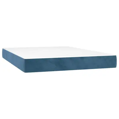 vidaXL Vzmetnica z žepkasto vzmetjo temno modra 140x220x20 cm žamet