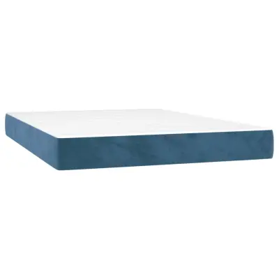 vidaXL Vzmetnica z žepkasto vzmetjo temno modra 140x220x20 cm žamet