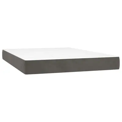 vidaXL Vzmetnica z žepkasto vzmetjo temno siva 140x220x20 cm žamet