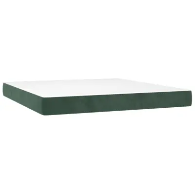 vidaXL Vzmetnica z žepkasto vzmetjo temno zelena 160x220x20 cm žamet