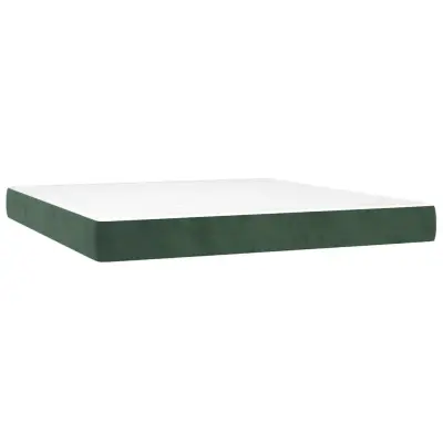 vidaXL Vzmetnica z žepkasto vzmetjo temno zelena 160x220x20 cm žamet