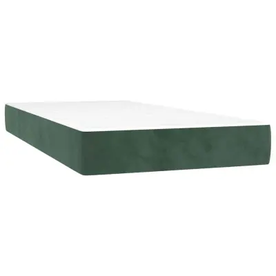 vidaXL Vzmetnica z žepkasto vzmetjo temno zelena 100x220x20 cm žamet