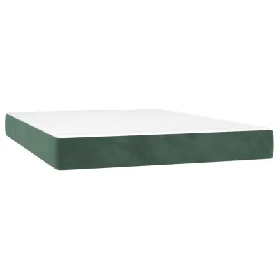 vidaXL Vzmetnica z žepkasto vzmetjo temno zelena 140x220x20 cm žamet