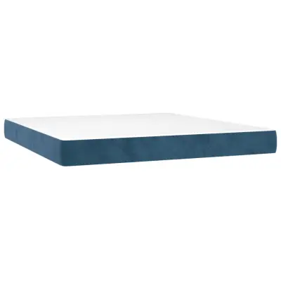vidaXL Vzmetnica z žepkasto vzmetjo temno modra 160x220x20 cm žamet