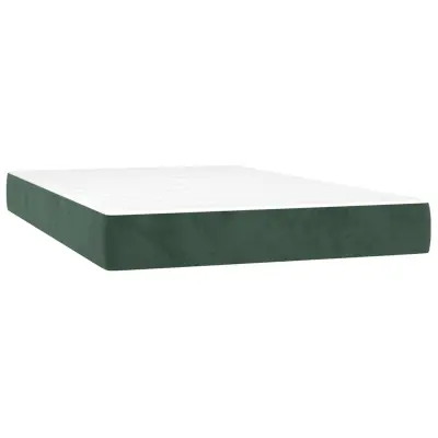 vidaXL Vzmetnica z žepkasto vzmetjo temno zelena 120x220x20 cm žamet