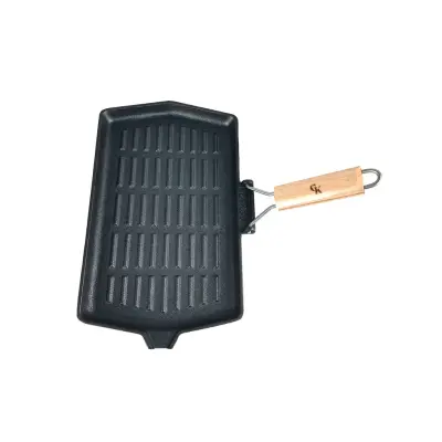 Grill King Cast Iron Jumbo grill ponev s snemljivim lesenim ročajem, 19x34 cm