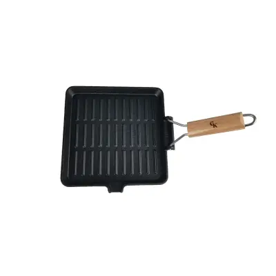 Grill King Cast Iron grill ponev s snemljivim lesenim ročajem, 24 cm