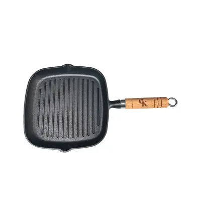 Grill King Cast Iron grill ponev z lesenim ročajem, 22 cm
