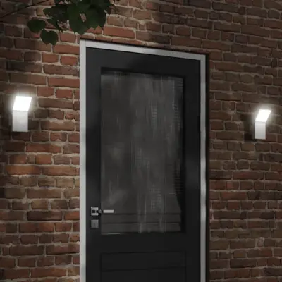 The Living Store Zunanja LED stenske svetilke 2 kosa bela tlačno lit aluminij - Zunanja Stenska LED Svetilka