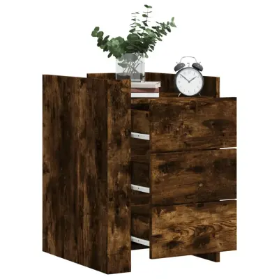 The Living Store Nočna omarica dimljeni hrast 45x50x65 cm inženirski les - Nočna Omarica