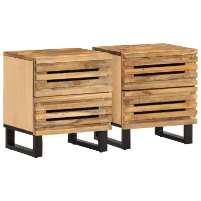 The Living Store Nočna omarica 2 kosa 40x34x46 cm trden robusten mangov les - Nočna Omarica