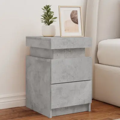 The Living Store Nočna omarica z LED lučkami betonsko siva 35x39x55 cm - Nočna Omarica