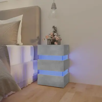 The Living Store LED nočna omarica betonsko siva 45x35x67 cm inženirski les - Nočna Omarica
