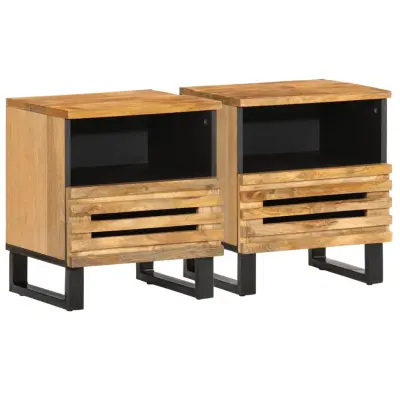 The Living Store Nočna omarica 2 kosa 40x34x46 cm trden robusten mangov les - Nočna Omarica