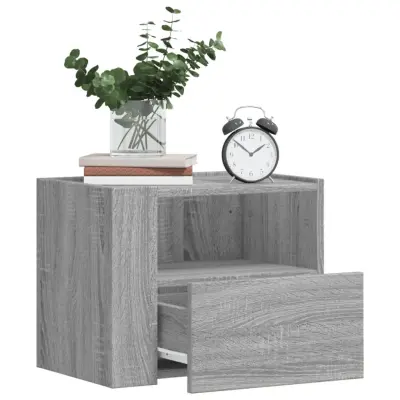 The Living Store Stenska nočna omarica 2 kosa siva sonoma 45x30x35 cm - Stenska Omarica