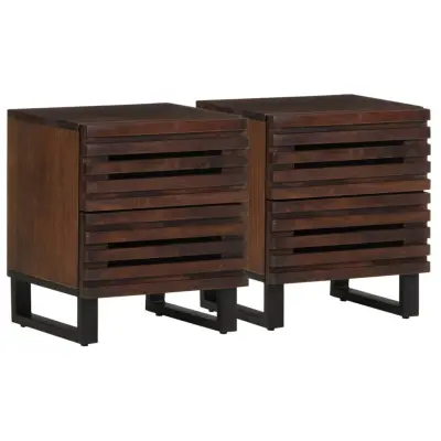 The Living Store Nočna omarica 2 kosa 40x34x46 cm trdna borovina - Nočna Omarica