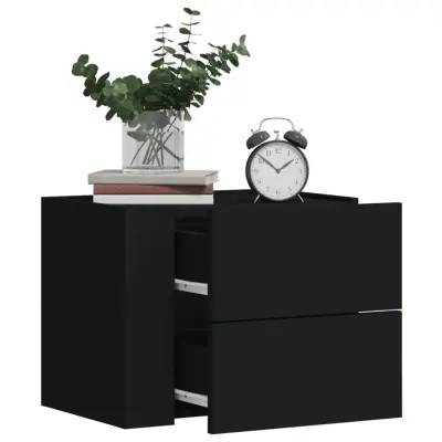 The Living Store Stenska nočna omarica 2 kosa Črna 45x30x35 cm - Stenska Omarica