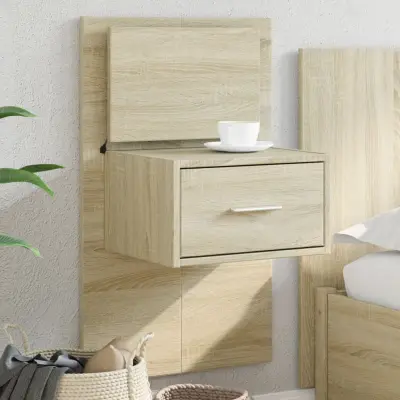 The Living Store Stenska nočna omarica z LED lučkami sonoma hrast - Stenska Nočna Omarica
