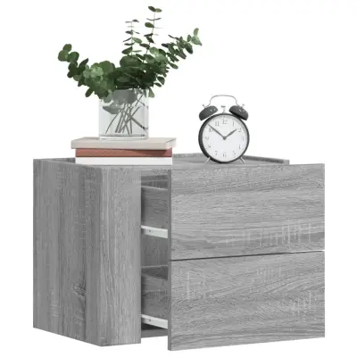 The Living Store Stenska nočna omarica 2 kosa siva sonoma 45x30x35 cm - Stenska Omarica